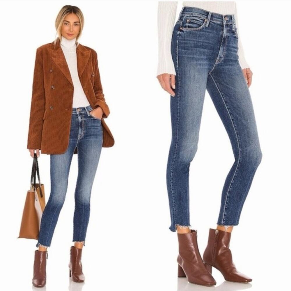 MOTHER The Stunner Zip Ankle Step Fray Jeans Walking On Coals Size 27 J1781